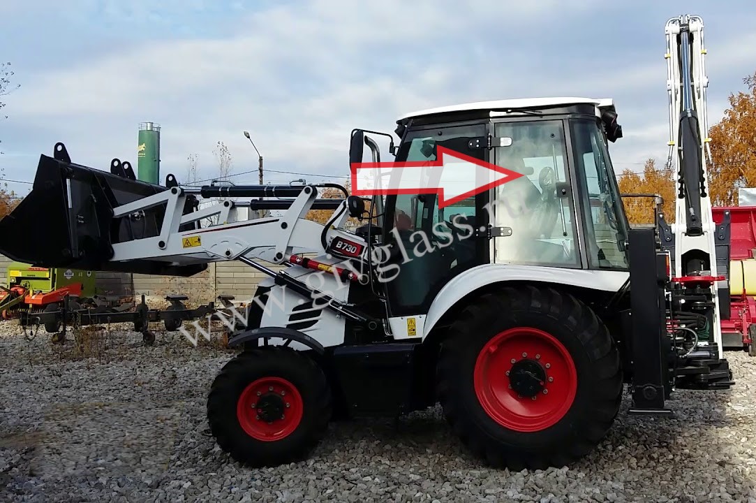 Экскаватор-погрузчик Bobcat B700/730/750/780 - Стекло кузовное заднее левое (закаленное)