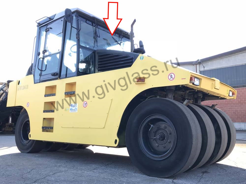 Пневмоколесный каток BOMAG BW 24 R - Стекло лобовое верхнее (триплекс)