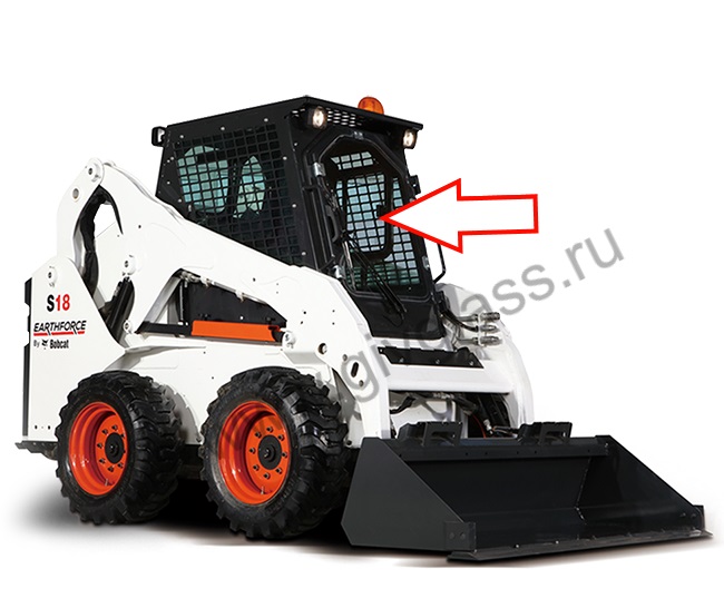 Мини-погрузчик BOBCAT S18/S16 - Стекло лобовое на мини-погрузчик (закаленное)