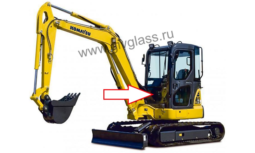 Мини-экскаватор KOMATSU PC-55MR - Cтекло лобовое нижнее