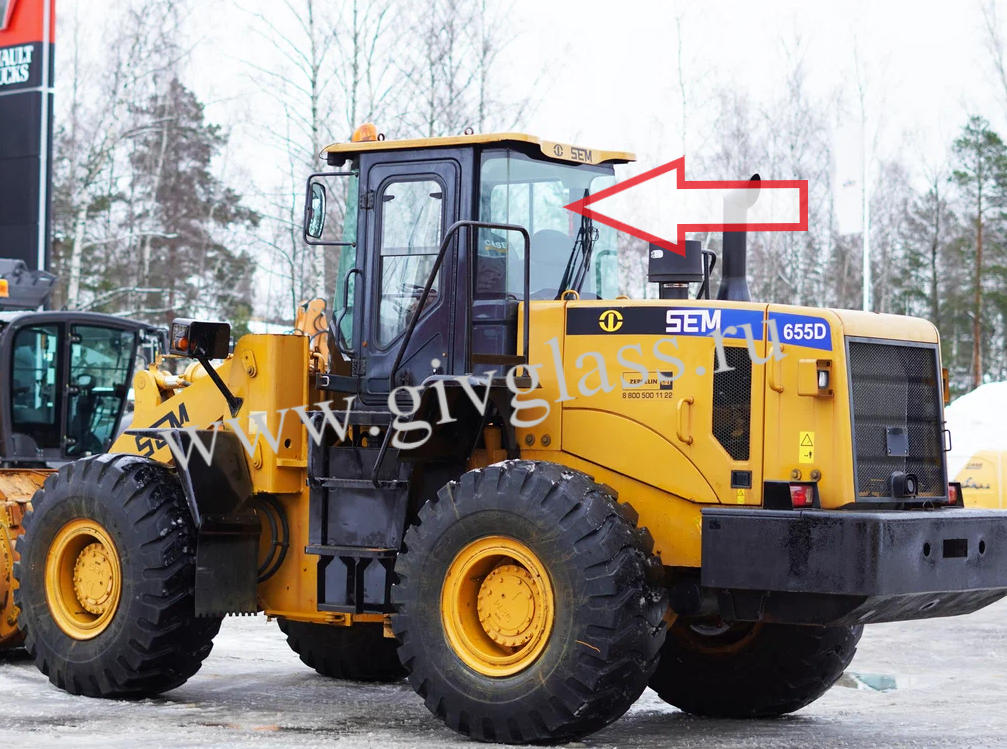 Фронтальный погрузчик Sem 655D - Стекло заднее среднее (закаленное)