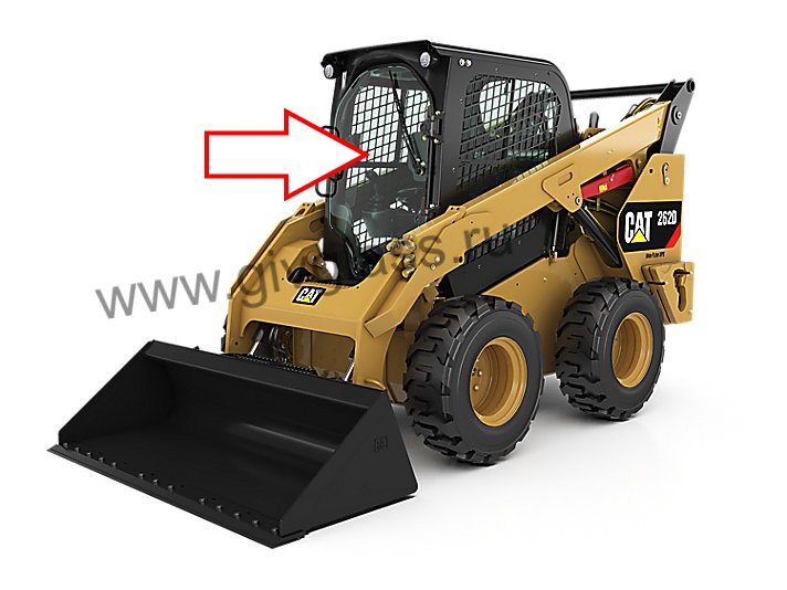Мини-погрузчик Caterpillar 262D - Cтекло лобовое (закаленное)
