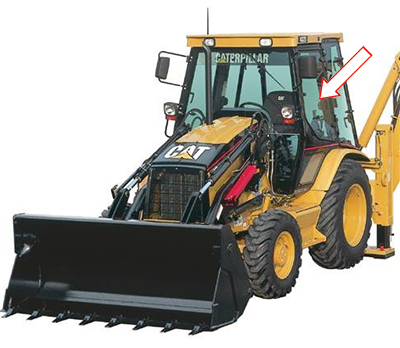 Экскаватор-погрузчик Caterpillar 428 D 97/432 D 97 - Стекло дверное верхнее левое ( закаленное )