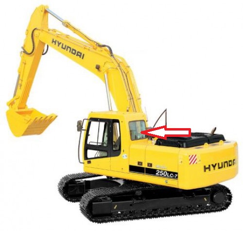 Экскаватор HYUNDAI ROBEX 210 LC-7 | 260 LC-7 | 290 LC-7 | 300 LC-7 | 330 LC-7 | 450 LC-7 | 480 LC 7 | 2003 год -  - Стекло заднее (закаленное)
