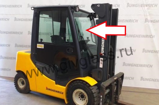 Вилочный погрузчик JUNGHEINRICH DFG 425/430/435, TFG 425/430/435  - Стекло переднее кабины (закаленное), размер 1016*953 мм, № 51286866