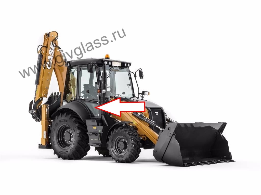 Экскаватор-погрузчик CASE 580 ST - Стекло дверное нижнее правое (закаленное)