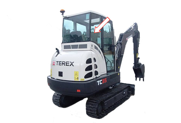 Мини-экскаватор Terex TC35  - Стекло кузовное заднее правое (закалённое)