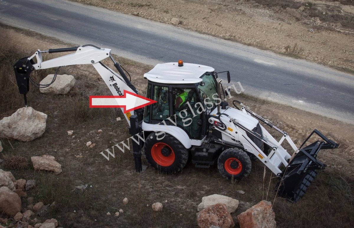 Экскаватор-погрузчик Bobcat B700/730/750/780 - Стекло кузовное заднее правое (закаленное)