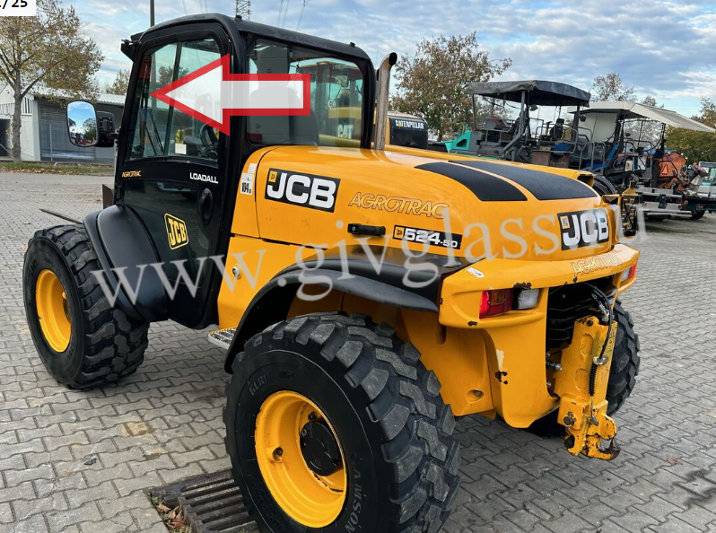 Телескопический вилочный погрузчик Jсb 524-50 /Jсb 527-55 /Jсb 540-40 - Стекло дверное левое верхнее (форточка ближе к лобовому стеклу) (закаленное)