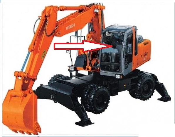 Экскаватор колёсный Hitachi ZAXIS ZX130/140/160/180/225/W 2003 - Стекло лобовое верхнее с шелкографией (закалённое)