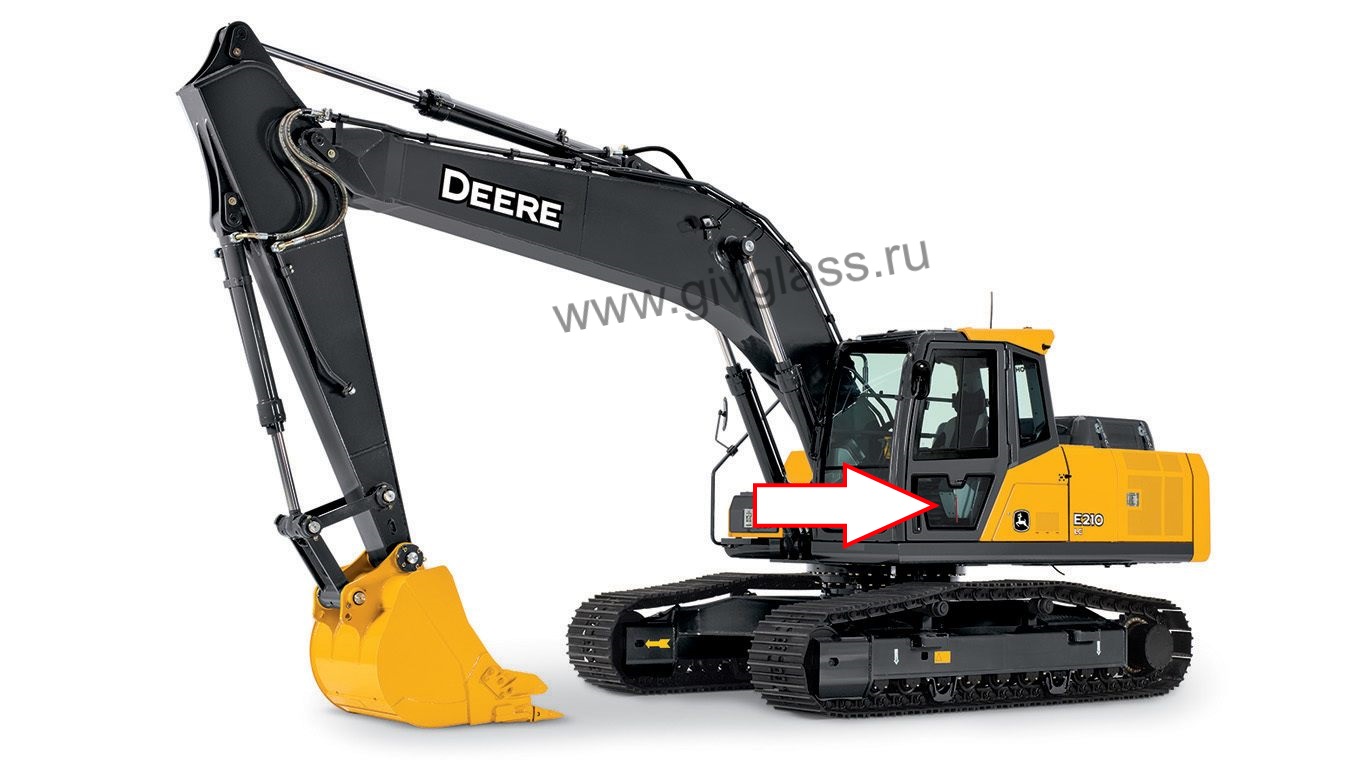 Гусеничный экскаватор John Deere E 210 LC / E 240 LC / E 260 LC / E 300 LC / Е 330 LC / E 360 LC - Стекло дверное левое нижнее (закаленное)