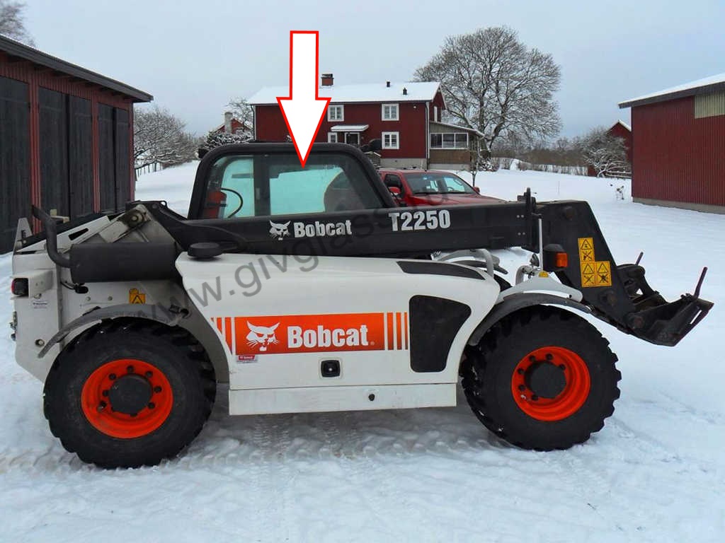 Телескопический погрузчик BOBCAT T2250 - Стекло кузовное правое у стрелы (закалённое)

 