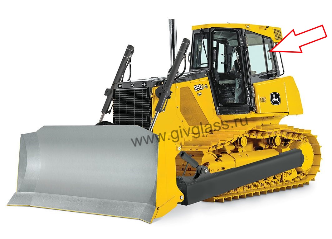 Бульдозер John Deere 850 J-II - Стекло кузовное заднее левое (открываемое) (закаленное)