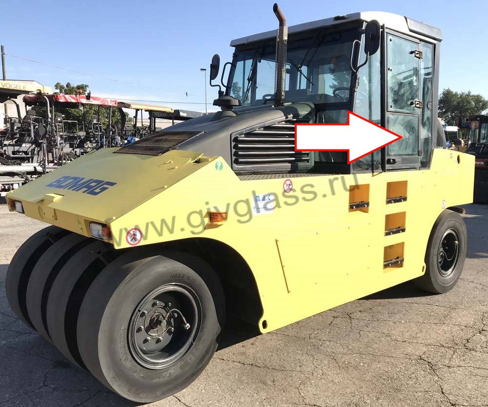 Пневмоколесный каток BOMAG BW 24 R - Стекло дверное левое нижнее (триплекс)

​