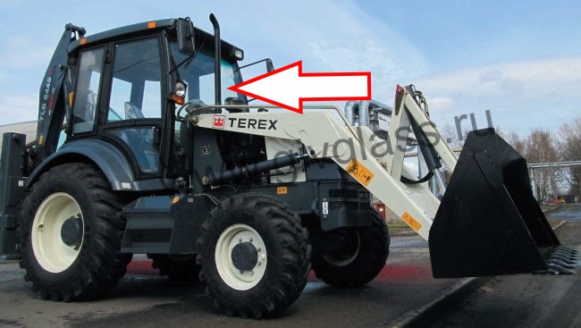 Экскаватор-погрузчик TEREX TLB 815 - Cтекло лобовое верхнее, № 1J0227