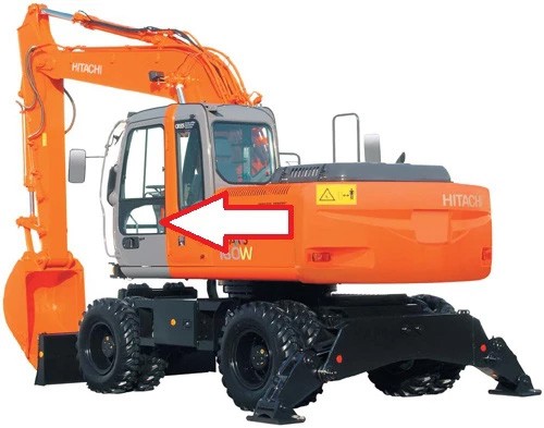 Экскаватор колёсный Hitachi ZAXIS ZX130/140/160/180/225/W 2003 - Стекло дверное нижнее левое (закалённое)