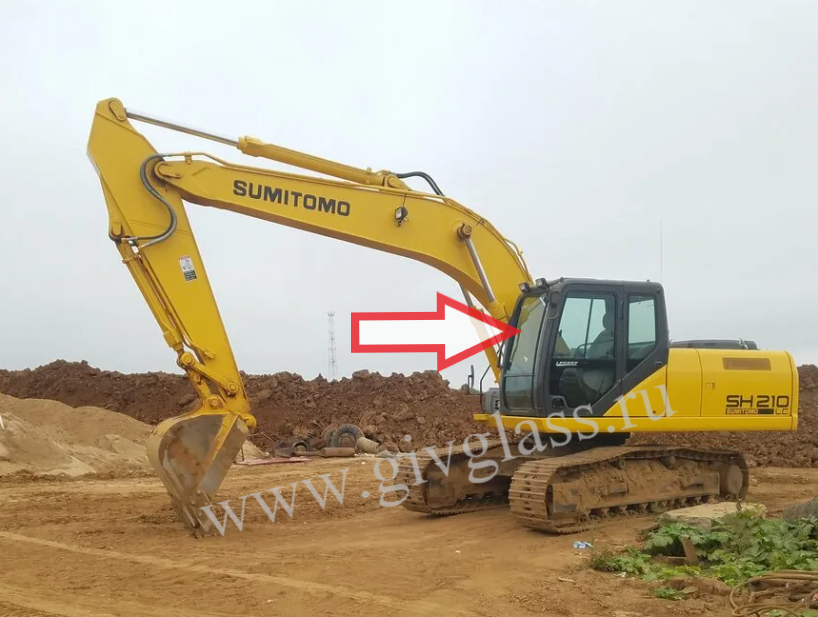 Гусеничный/колесный экскаватор SUMITOMO SH 210-5 - Стекло лобовое верхнее (триплекс) 
Номер в каталоге KHN15780