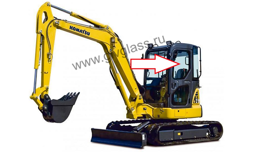 Мини-экскаватор KOMATSU PC-55MR - Cтекло дверное левое верхнее 