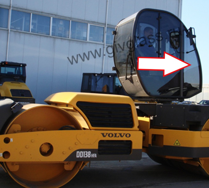 Дорожный каток VOLVO DD 138 HFARS - Стекло кузовное переднее правое/левое (закаленное),
размер 1460 мм * 450 мм