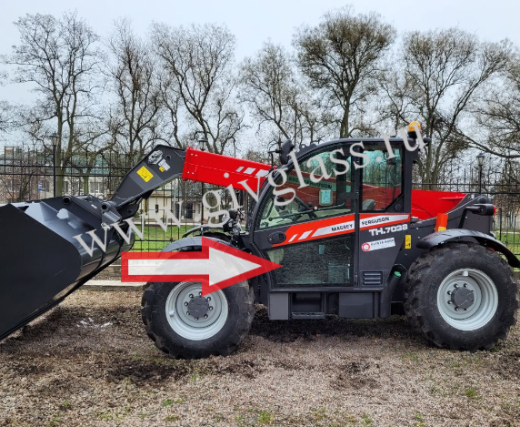 Телескопический погрузчик Massey Ferguson TH7038 - Стекло дверное левое нижнее (закаленное)