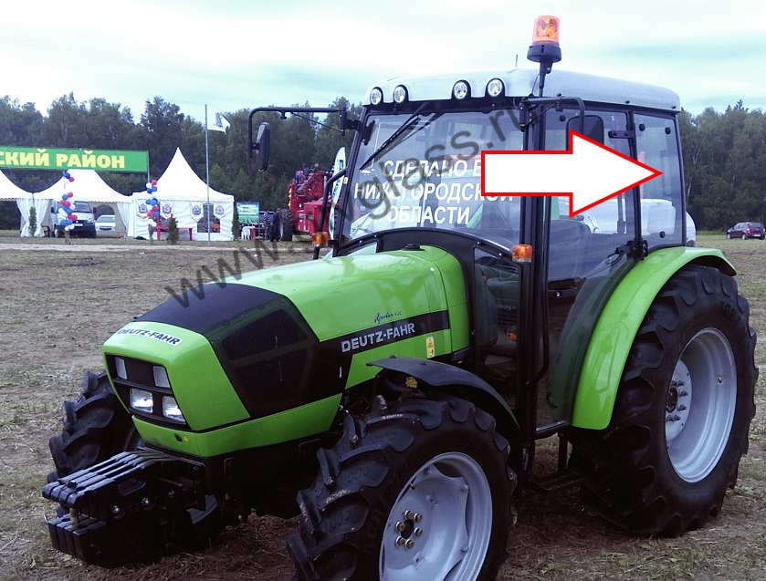 Трактор Deutz-Fahr Agrolux 4.80 - Стекло кузовное заднее левое (закаленное), размер 728 мм * 512 мм, № 24SMTN-3
​