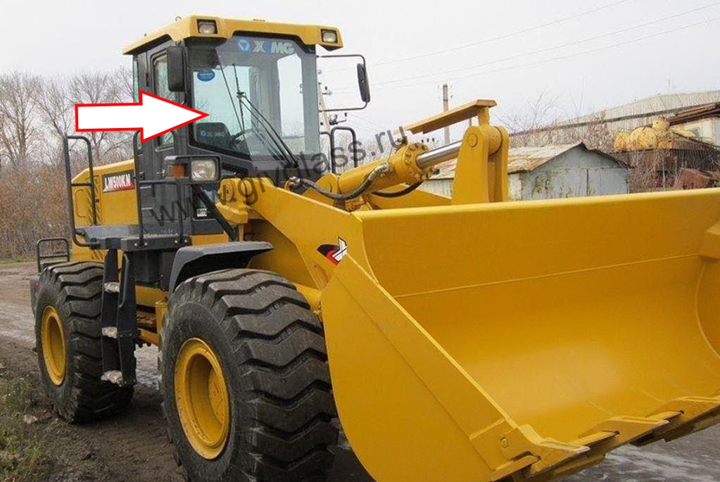 Фронтальный погрузчик XCMG LW500KN - Стекло лобовое правое (закаленное) 

​