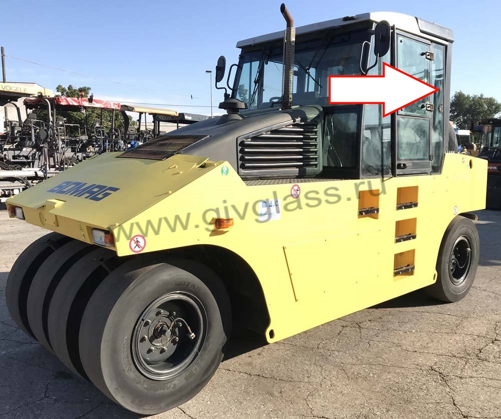 Пневмоколесный каток BOMAG BW 24 R - Стекло кузовное заднее левое (закаленное)