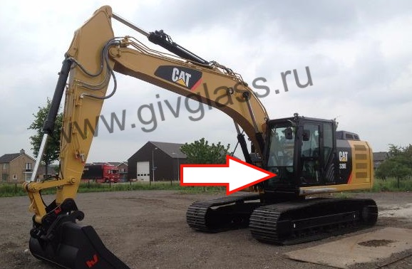 Экскаватор гусеничный Caterpillar 320 DL /324 DL / 325 DL / 329 DL /336 DL / 320 EL / 324 EL / 325 EL / 329 EL / 336 EL - Стекло лобовое нижнее (закаленное) (плоский низ, редкая кабина )