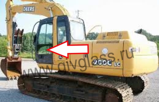Гусеничный экскаватор John Deere LC 200 / LC 240 / LC 260 / LC 300 / LC 330 / LC 360 - Стекло дверное левое нижнее (закалённое)