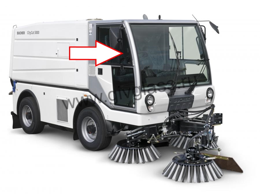 Коммунальная машина Bucher CityCat 5000 - Cтекло дверное правое верхнее переднее 