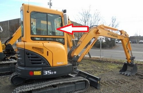 Стекло для мини экскаватора HYUNDAI R35Z-9 | HYUNDAI R27Z-9 - Стекло кузовное правое форточка  (закаленное)