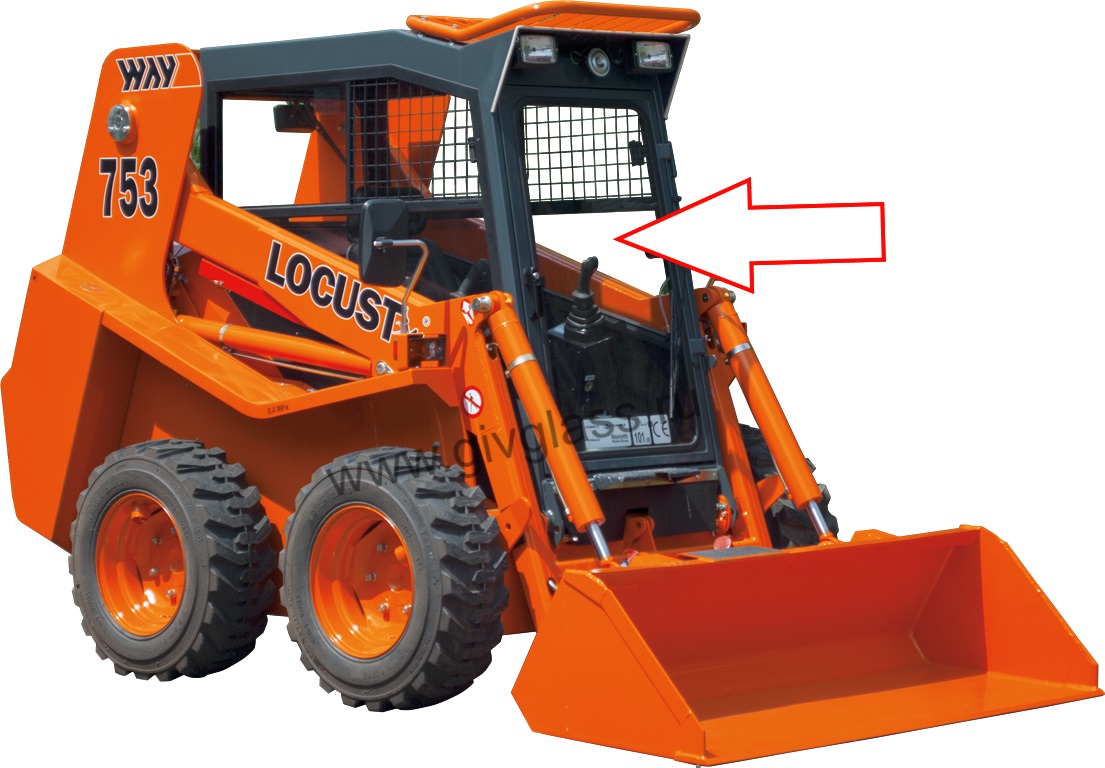 Мини-погрузчик LOCUST 752 / LOCUST 753 / LOCUST 903  - Cтекло лобовое (закаленное) 