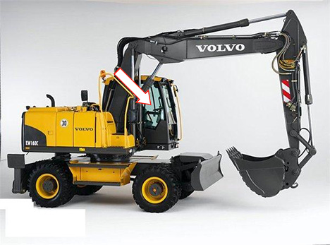 Экскаватор гусеничный (колёсный) Volvo EW140C |EW160C | EW180C | EW140D| EW160D | EW180 D | EC160DL| EC210CL | EC250 DL - Стекло правое возле стрелы (закалённое) 