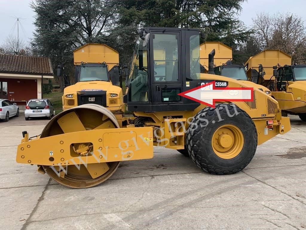 Каток Caterpillar CS 56 - Стекло дверное левое нижнее (закалённое)