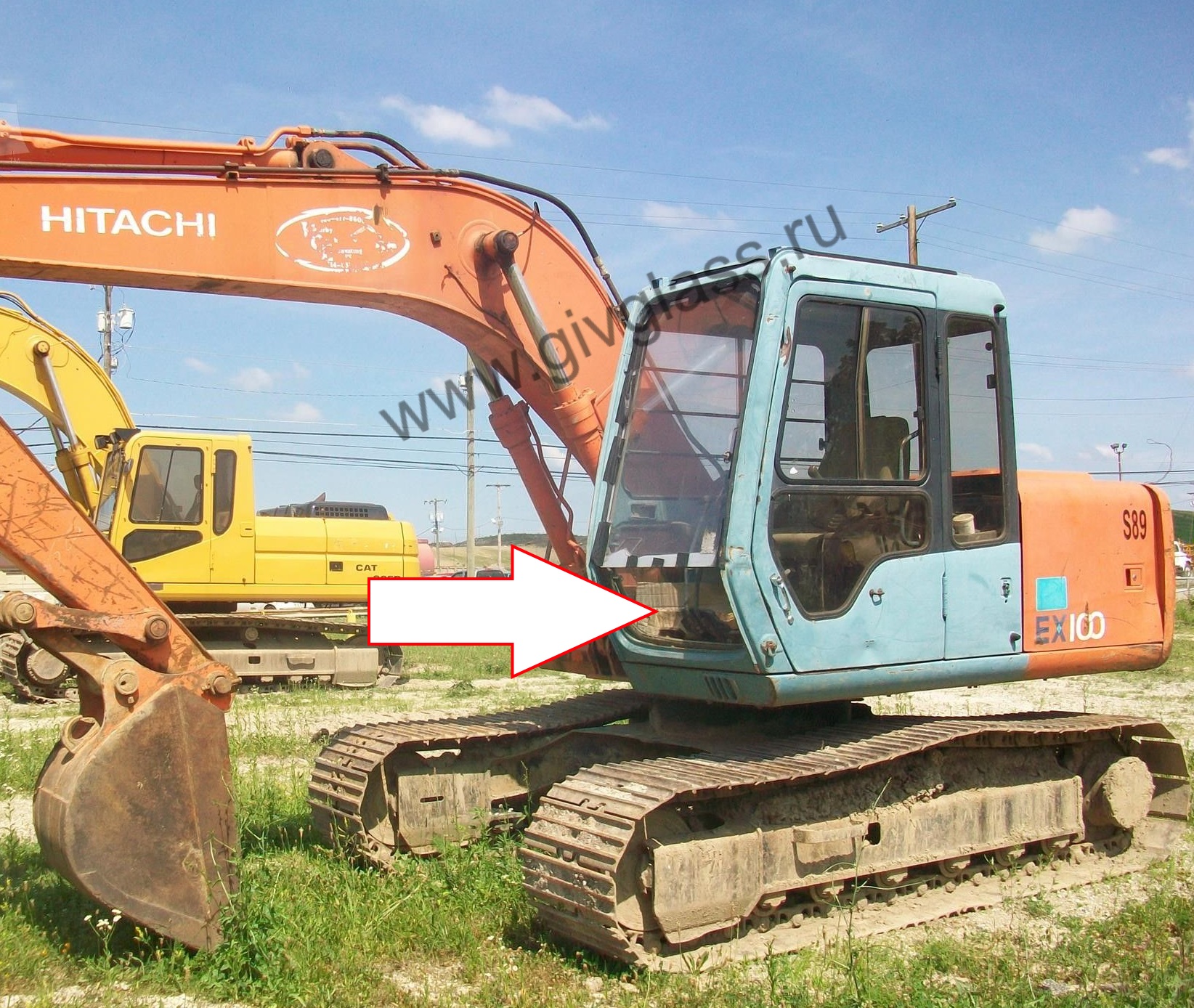 Экскаватор гусеничный Hitachi EX100/120/200/300-3 серия - Стекло лобовое нижнее (закаленное)