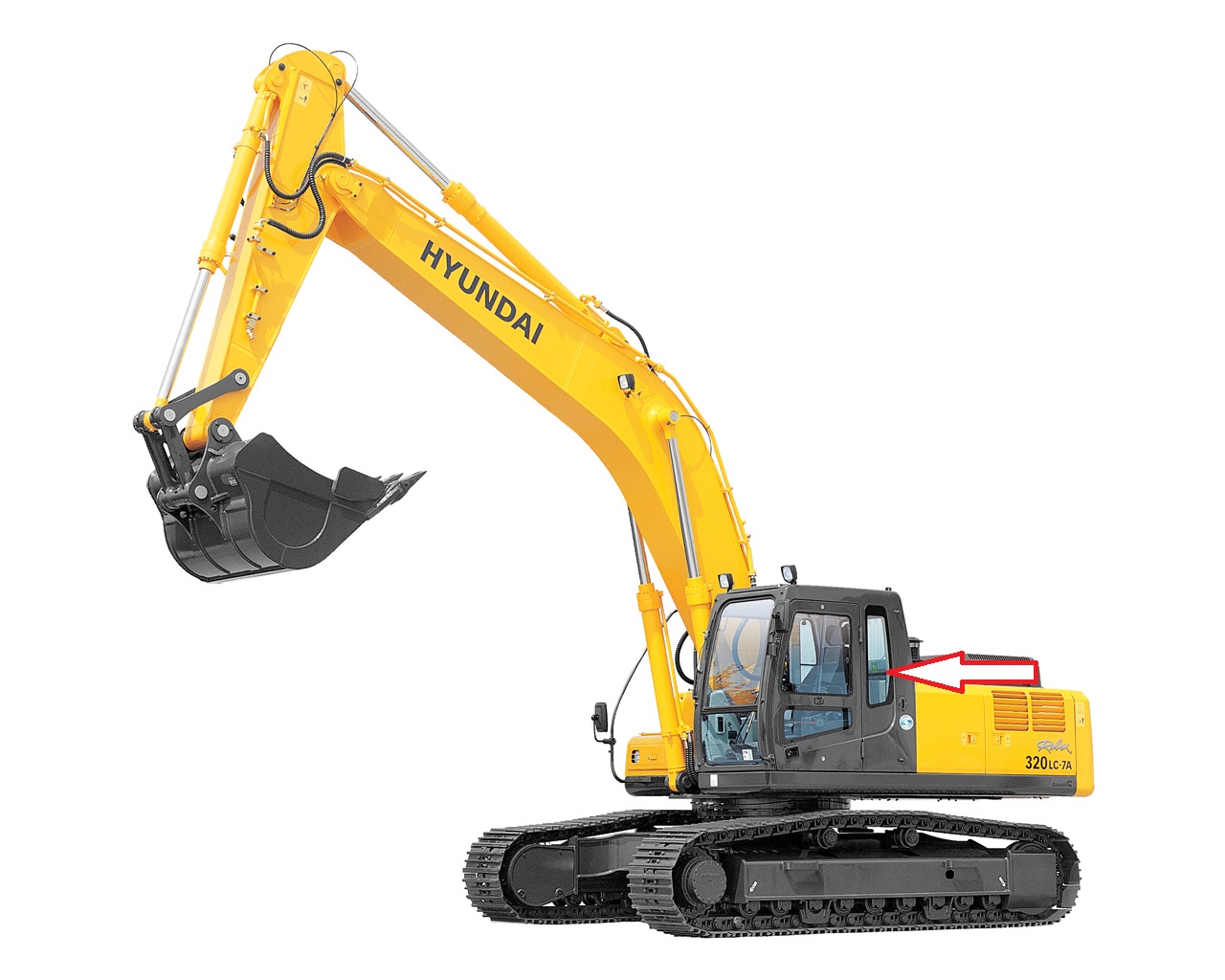 Экскаватор HYUNDAI ROBEX 210 LC-7 | 260 LC-7 | 290 LC-7 | 300 LC-7 | 330 LC-7 | 450 LC-7 | 480 LC 7 | 2003 год -  - Стекло кузовное заднее левое (закаленное)