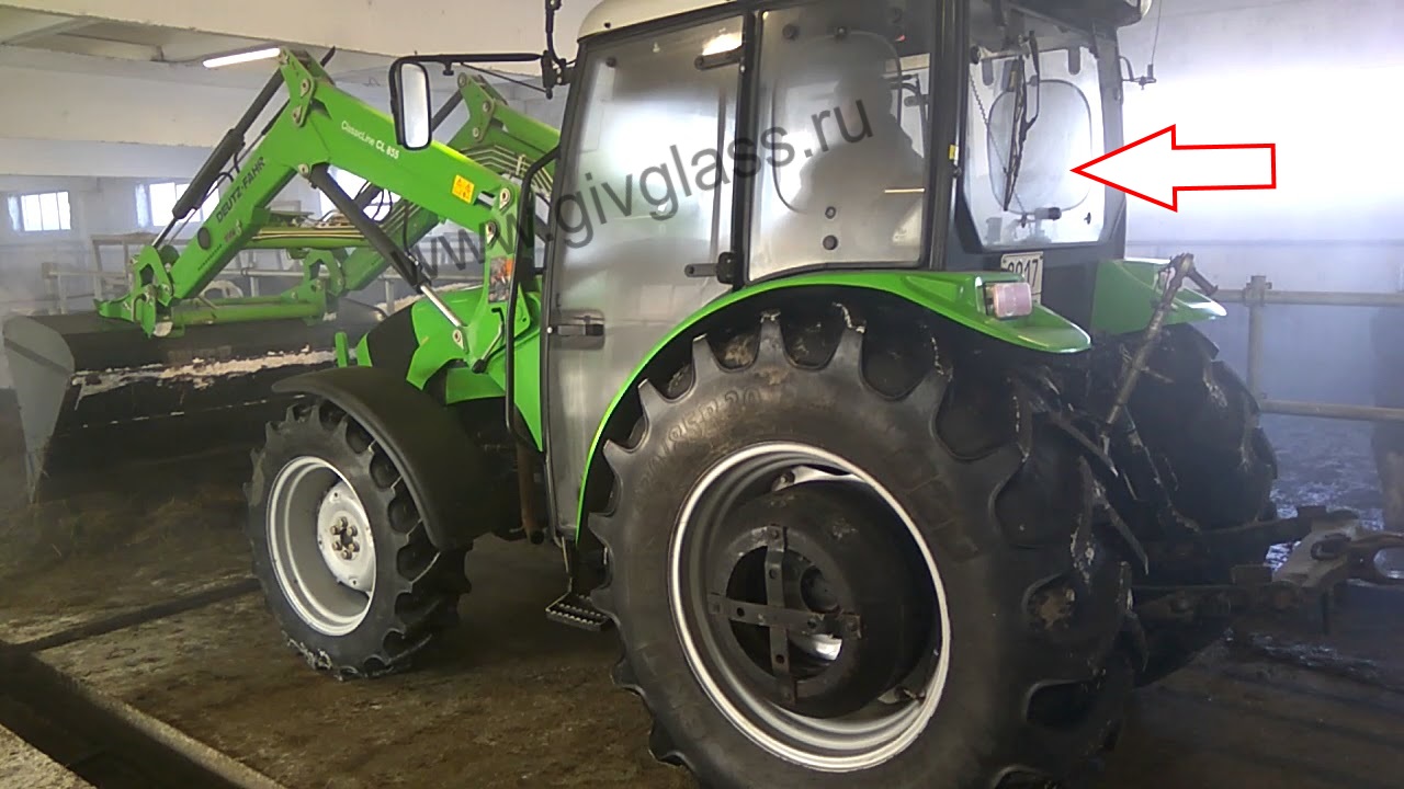 Трактор Deutz-Fahr Agrolux 4.80 - Стекло заднее (закаленное), размер 626 мм * 1246 мм, № 24SMTN-2-1