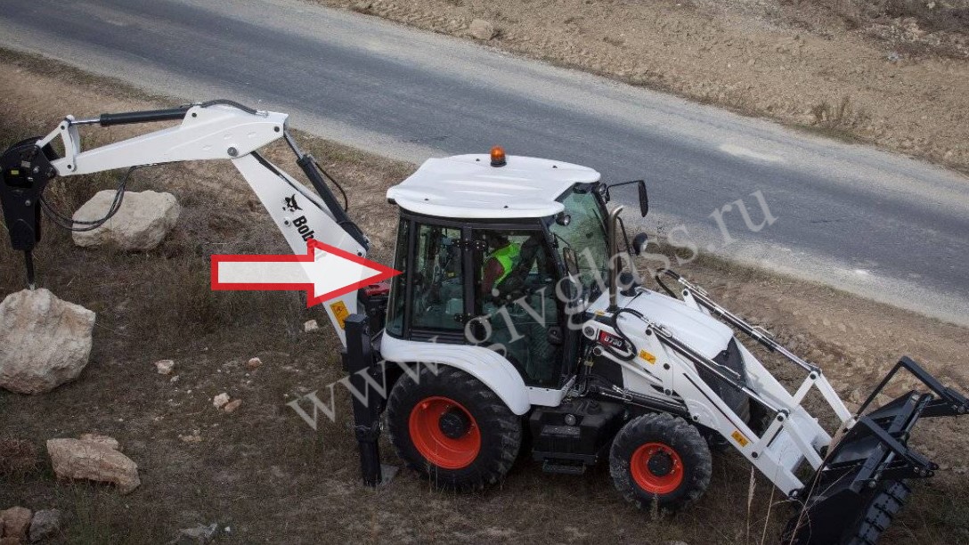 Экскаватор-погрузчик Bobcat B700/730/750/780 - Стекло заднее угловое правое (триплекс)