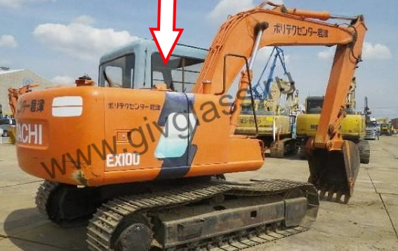 Экскаватор гусеничный Hitachi EX100/120/200/300-3 серия - Стекло правое кузовное возле стрелы заднее неподвижное (закаленное)