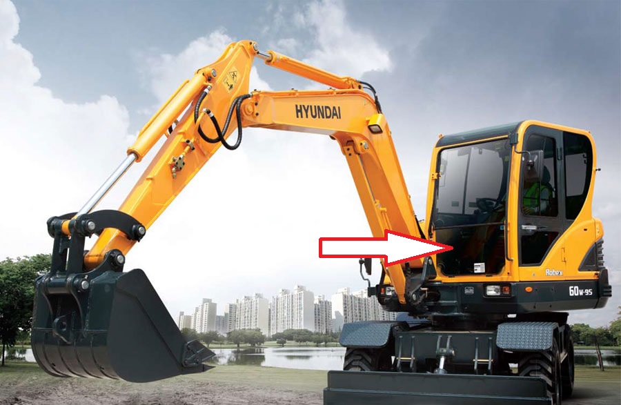 Стекло для мини экскаватора Hyundai Robex 60w-9s - Стекло лобовое нижнее (закаленное)