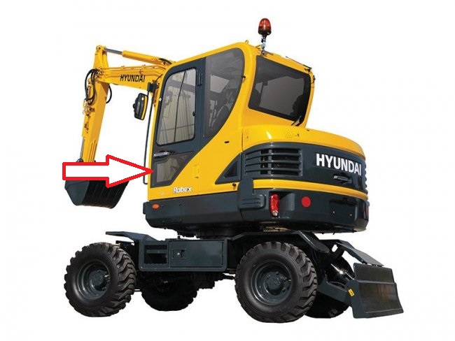 Стекло для мини экскаватора Hyundai Robex 60w-9s - Стекло дверное нижнее (закаленное)