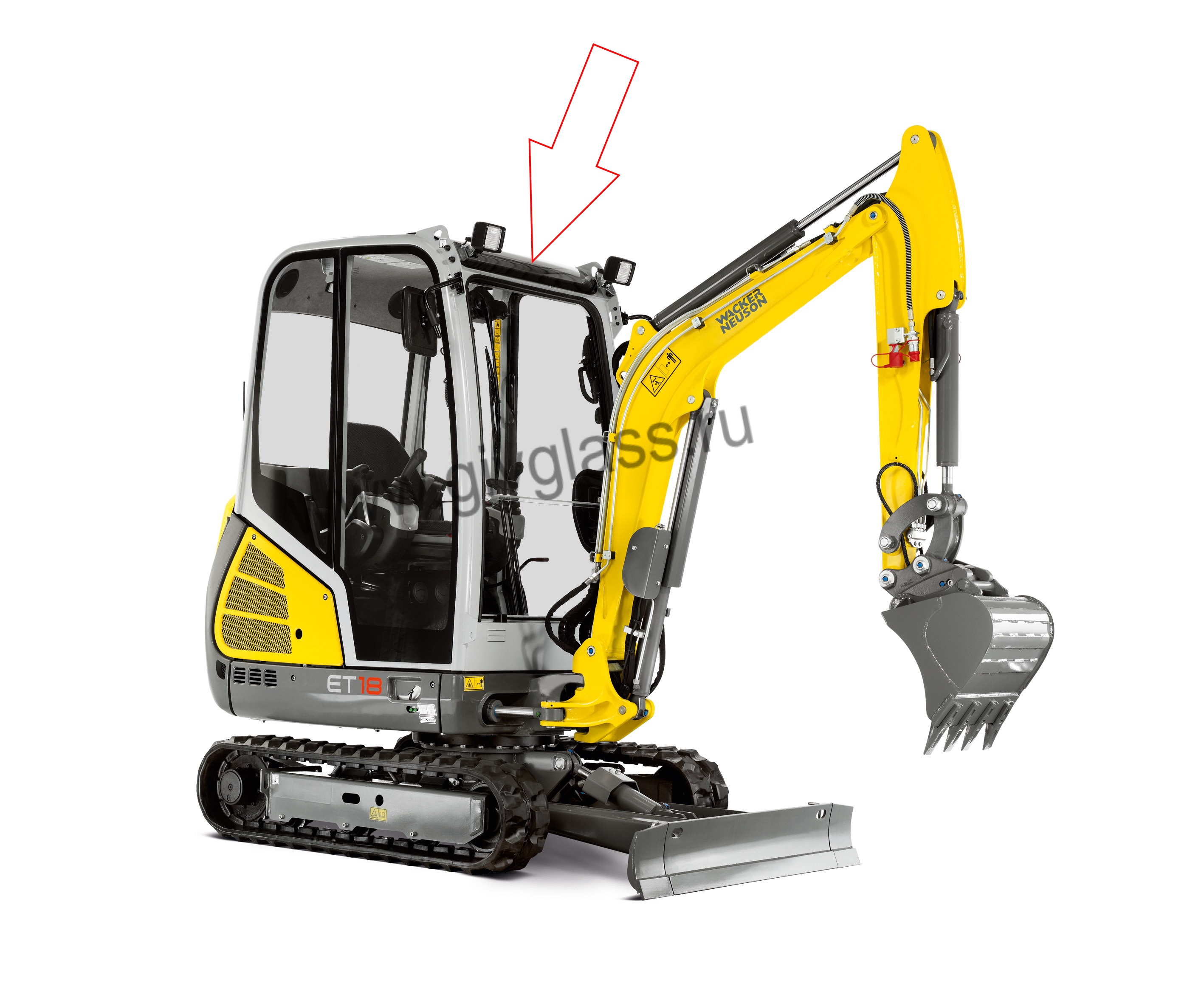 Мини-экскаватор Wacker Neuson ET 18, Wacker Neuson ET 20, Wacker Neuson ET 24 - Стекло крыши  (триплекс),

размер 350 мм * 860 мм