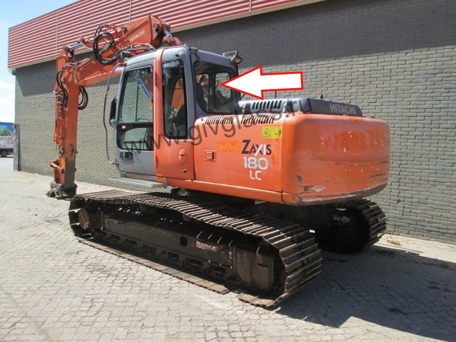 Экскаватор колёсный Hitachi ZAXIS ZX130/140/160/180/225/W 2003 - Стекло заднее (закаленное) 