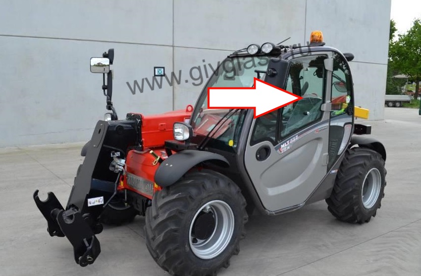 Погрузчик MANITOU MLT 625-75H - Стекло дверное открывающееся правое/левое  (закаленное), размер 670 мм * 660 мм, №748125, цена за шт.

​