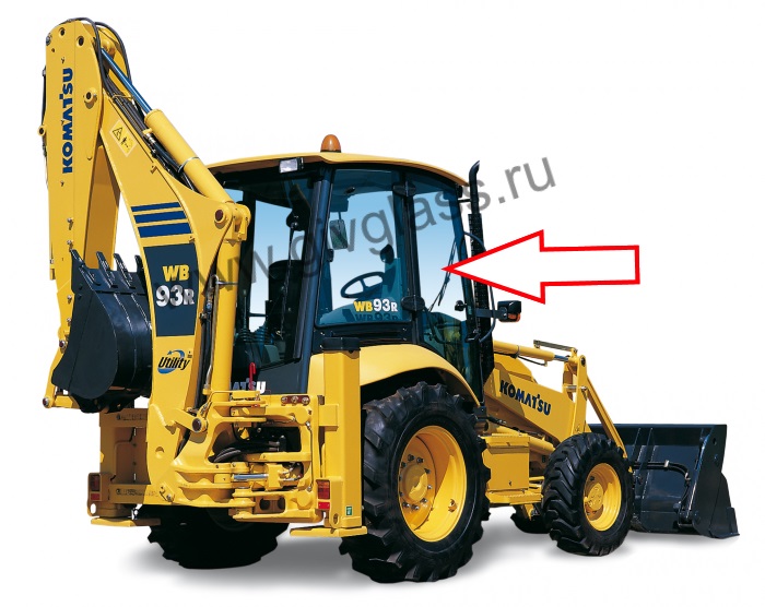 Экскаватор-погрузчик KOMATSU WB93R-5 / WB97R-5 2015 - Стекло дверное правое (закалённое)