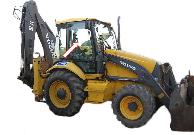 Экскаватор-погрузчик Volvo BL61/Volvo BL71 2003 - Стекло дверное верхнее правое с шелкографией (закалённое)