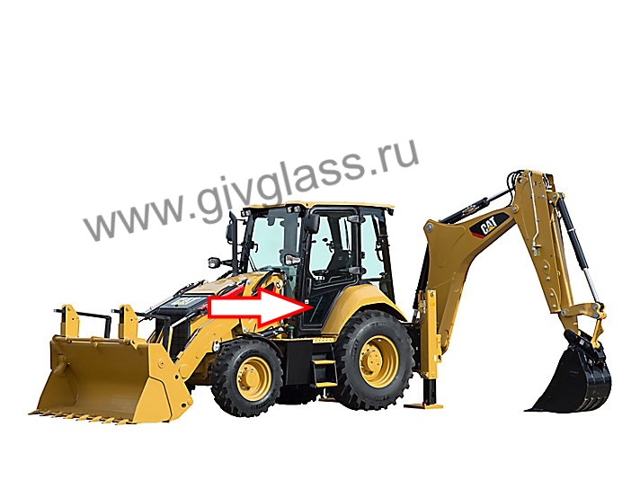 Экскаватор-погрузчик Caterpillar 428f2, 432f2, 434f2, 444f2, 2017 - Стекло дверное левое нижнее  (закаленное)
