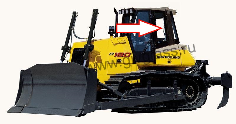 Бульдозер New Holland D180 - Cтекло среднее левое  (закаленное)

​