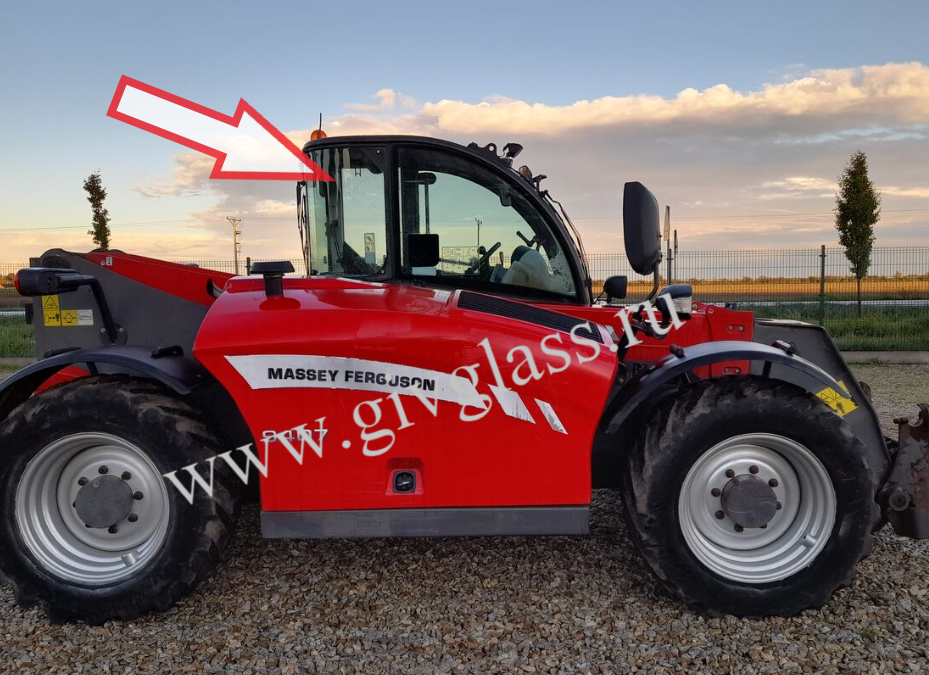 Телескопический погрузчик Massey Ferguson 9407 - Стекло кузовное правое заднее (закаленное)