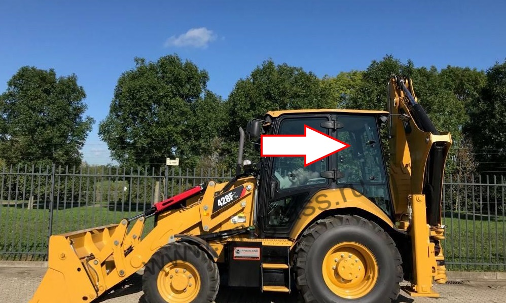 Экскаватор-погрузчик Caterpillar 428f, 432f, 434f, 444f, 2006 - Стекло кузовное заднее левое верхнее (закаленное)